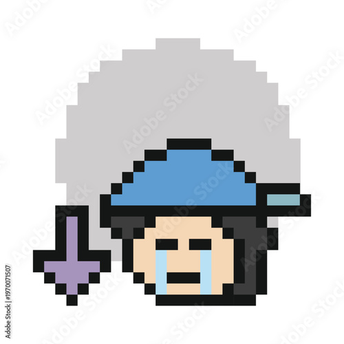 Cartoon man boy cry sad stress tired depressed with unhappy,mood,sick,8 bit,problem.