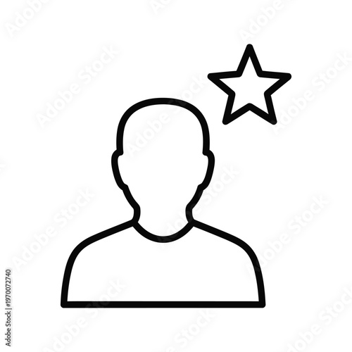 Silhouette of a person with a star above their head, representing achievement and recognition.