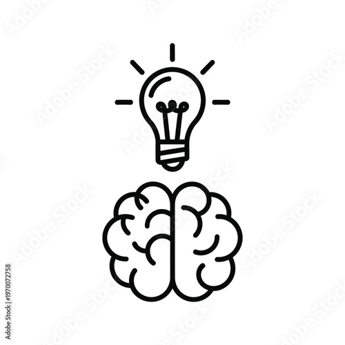 Lightbulb above a brain, symbolizing innovation, idea generation, creativity, and intelligence
