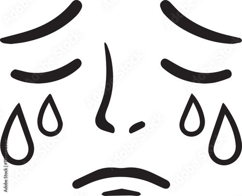 A simple illustration depicts a face expressing deep sadness, the lines convey a story of sorrow and empathy.