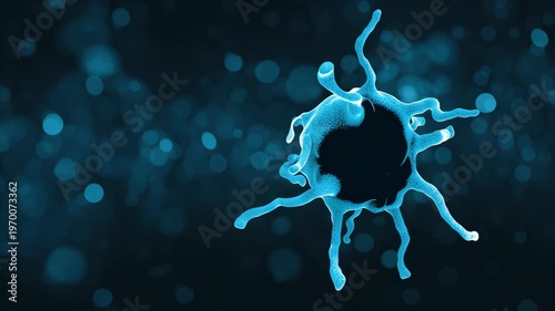 Microscopic view of immune cells targeting and destroying virus particles