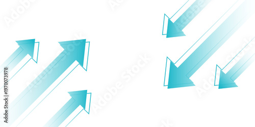 Obraz na plátně Blue arrows moving diagonally across a transparent background, indicating direction or flow