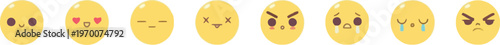 A collection of various emoticon faces on a white background