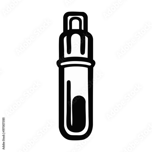 Marker pen or medical test tube icon. Laboratory equipment and stationery vector illustration. Science and office supply concept isolated on transparent background