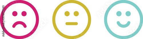 A colorful set of emoticon faces expressing different emotions on a white background