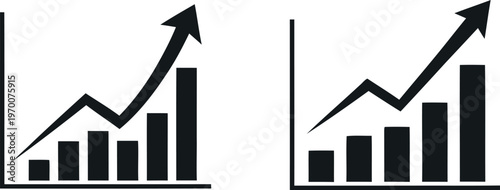 Two black and white line graphs illustrating growth and positive trends