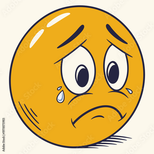 Sad emoji face flat style icon vector design