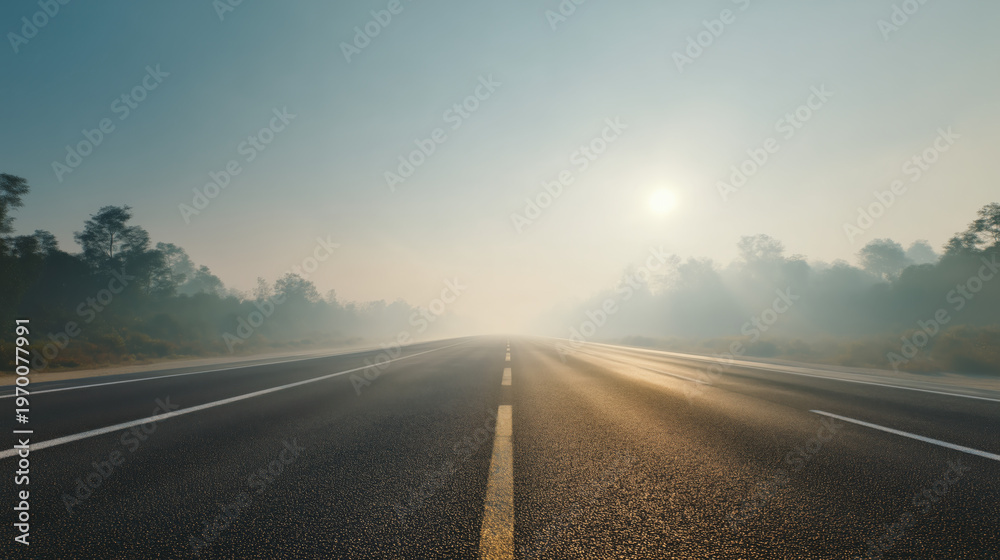 Obraz premium Deserted sunrise highway scene