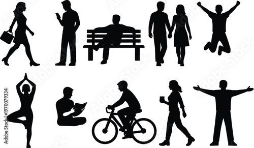 People Lifestyle Flat Silhouette Vector Set