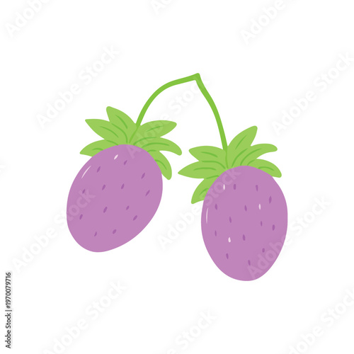 Purple Strawberry Fruit Couple Illustration
