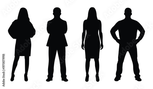 Set of formal corporate figures silhouette collection for professional design in different. Business People icons set. Group of business people in silhouette sitting around.  vector illustration.