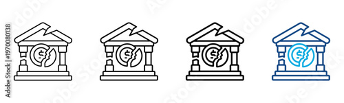 Bankruptcy Icon Different Style Outline Collection Set Vector Illustration