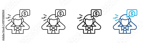 Financial Stress Icon Different Style Outline Collection Set Vector Illustration