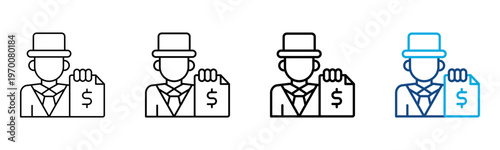 Debt Collector Icon Different Style Outline Collection Set Vector Illustration
