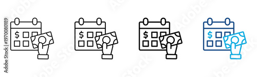 Monthly Installment Icon Different Style Outline Collection Set Vector Illustration