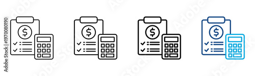 Budget Planning Icon Different Style Outline Collection Set Vector Illustration