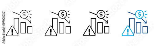 Financial Crisis Icon Different Style Outline Collection Set Vector Illustration