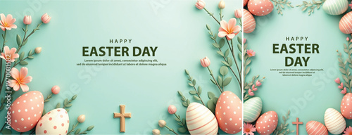 Elegant Easter day background, Decorative happy easter day background for website, social media template
