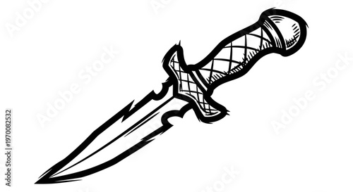 Detailed drawing of a dagger.