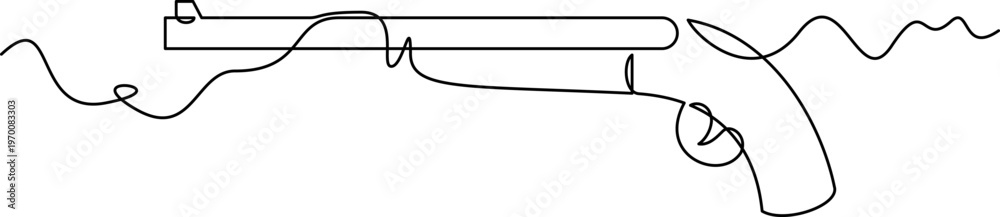 Obraz premium one line art Shotgun vector illustration. line art, one continuous line, simple, hand drawn and sketch style. for icons, symbols, signs or logos. PNG