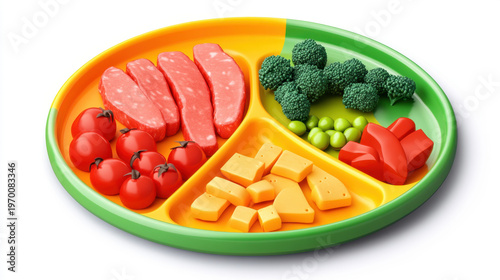 Colorful Balanced Meal Plate with Fresh Vegetables and Proteins