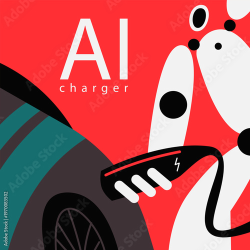 AI charging electric car concept artificial intelligence technology powering future transportation innovation.