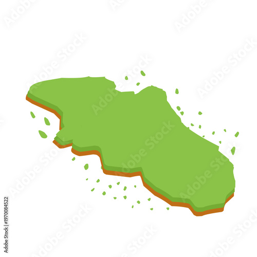 Vector illustration of a world map showing the continent in green. Minimalist map shape. Green map color. Flat map design