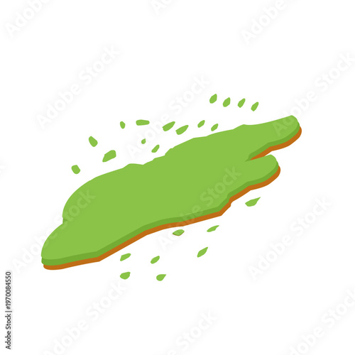 Vector illustration of a world map showing the continent in green. Minimalist map shape. Green map color. Flat map design