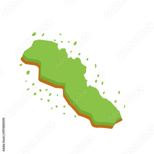 Vector illustration of a world map showing the continent in green. Minimalist map shape. Green map color. Flat map design