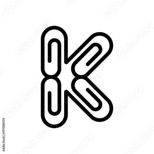 Minimal Paperclip Letter K Logo Monogram - Office Stationery Icon, Modern Monoline Branding Design