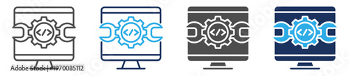 source code maintenance icon set multi concept