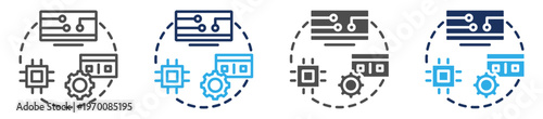 machine language icon set multi concept
