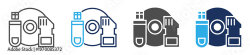 data storage device icon set multi concept