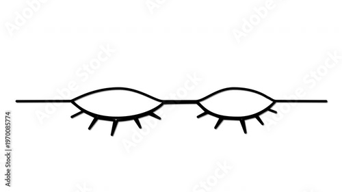 Human eyes closed. Sleeping eyes self drawing animation. Black line graphic on white background. 