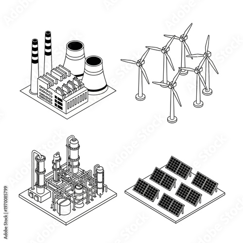 Isometric Power Generation Plants and Renewable Energy Sources.