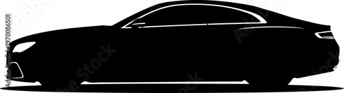 Black car silhouette, side view, vector illustration, automotive icon, modern sedan