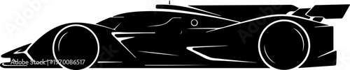 Black race car, sports car, racing vehicle, vector silhouette, speedster