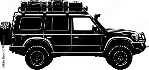 Black SUV, Off-road vehicle, Car illustration, Vector silhouette, Automotive design