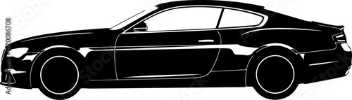 Black car, luxury vehicle, sedan, automotive illustration, side view