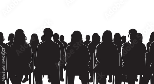 Audience Silhouette Crowd Vector - Seated People Group Collection