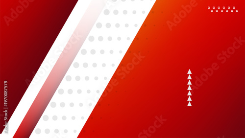 Abstract red and white professional background with halftone dots and geometric shapes. Modern Trendy design in Vector Illustration
