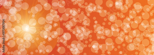 Orange background with sunburst and bokeh circles bubbles