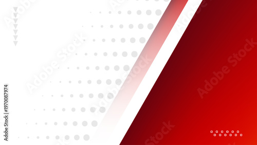 Abstract red and white professional background with halftone dots and geometric shapes.