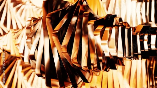 3d rendering of minimalist golden shapes animation loop background