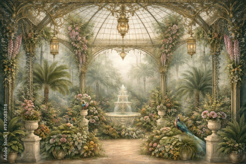 Fototapeta premium Elegant botanical paradise illustration.