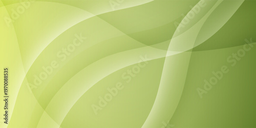 Abstract green gradient background with dynamic flowing wavy lines and soft light effects. Suit for banner, web, brochure, pamflet and presentation
