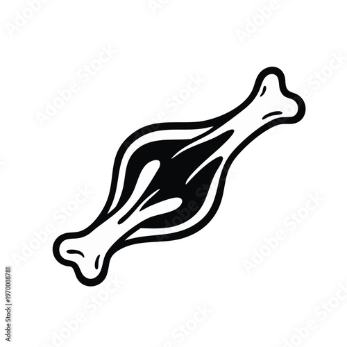 Muscle and tendon vector illustration. Black and white anatomical tissue graphic. Stylized medical design isolated on transparent background