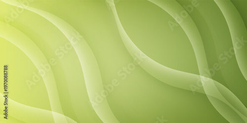 Abstract green gradient background with dynamic flowing wavy lines and soft light effects. Suit for banner, web, brochure, pamflet and presentation