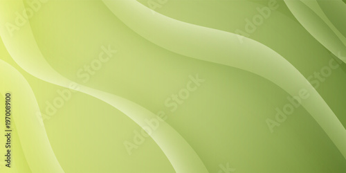 Abstract green gradient background with dynamic flowing wavy lines and soft light effects. Suit for banner, web, brochure, pamflet and presentation
