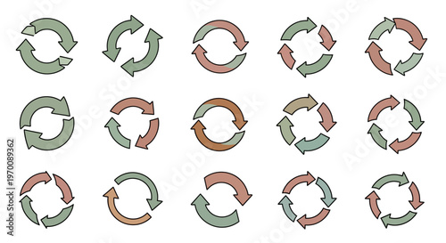 Circular Arrows Set: Hand-Drawn Refresh, Recycle, and Loop Icons Collection